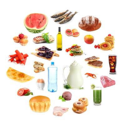 食品和饮料图片素材-白色背景中各种新鲜的食品和饮料创意图片-jpg格式 .