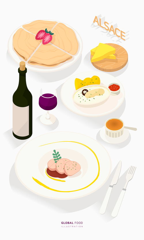 阿尔萨斯 餐饮食物 小吃美点心 手绘食品插图插画设计ai tid296t000260 餐饮美食插画